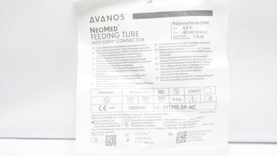 Avanos PFTM8.0P-NC NeoMed Polyurethane Feeding Tube w/EnFit Connector